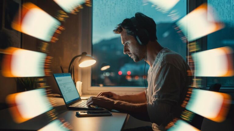 Illustration of cognitive load management through reduced digital distractions to boost focus and productivity