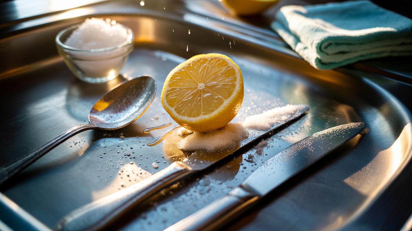 Lemon scrub revives dull stainless steel cutlery instantly : how citric acid lifts tarnish with ease