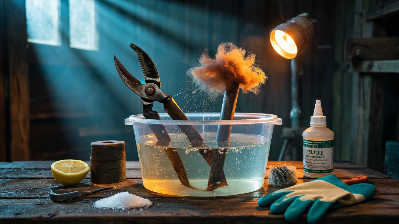 Salt corrosion trick refreshes garden tools overnight : how sodium chloride fights rust as you rest