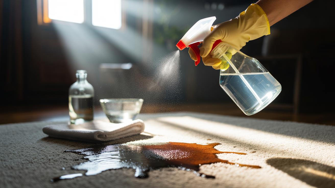 Vinegar solution removes carpet stains in no time : how acetic acid lifts dirt and discolouration